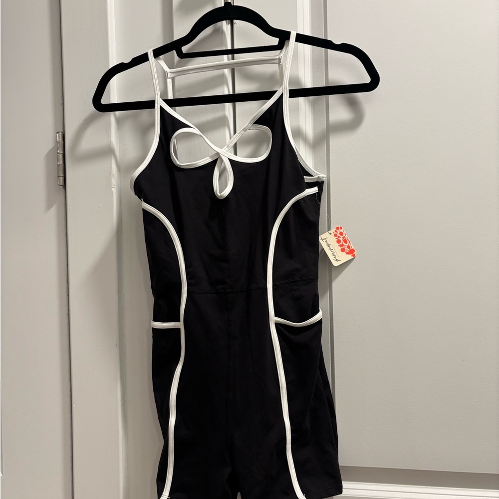 NWT Free People Black and White Romper with Pockets